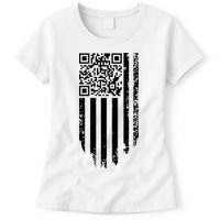 Scan Me President Trump Dancing Code American Flag Womens T-Shirt