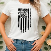 Scan Me President Trump Dancing Code American Flag Womens T-Shirt