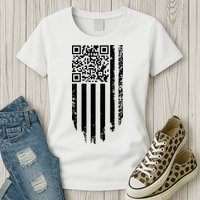 Scan Me President Trump Dancing Code American Flag Womens T-Shirt