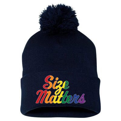 Size Matters Pride Rainbow Pom Pom 12in Knit Beanie