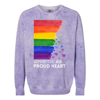 Supportive Mom Proud Heart Mom Pride Lgbt Cute Gift Colorblast Crewneck Sweatshirt