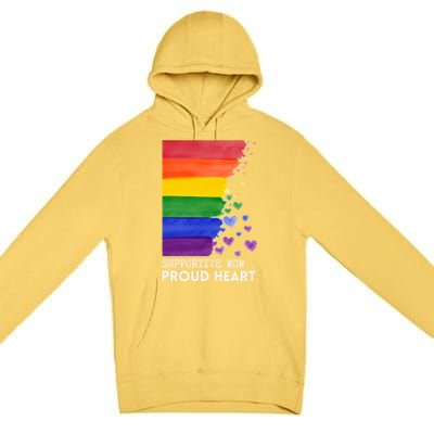 Supportive Mom Proud Heart Mom Pride Lgbt Cute Gift Premium Pullover Hoodie