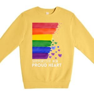 Supportive Mom Proud Heart Mom Pride Lgbt Cute Gift Premium Crewneck Sweatshirt