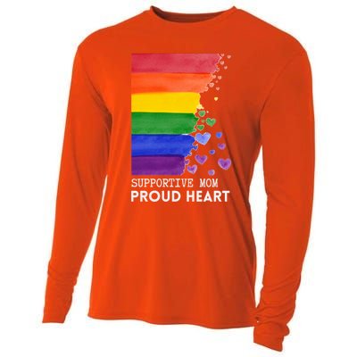 Supportive Mom Proud Heart Mom Pride Lgbt Cute Gift Cooling Performance Long Sleeve Crew