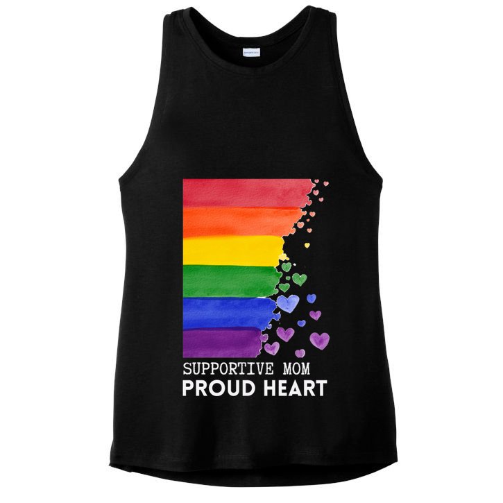 Supportive Mom Proud Heart Mom Pride Lgbt Cute Gift Ladies PosiCharge Tri-Blend Wicking Tank