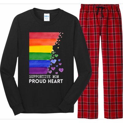 Supportive Mom Proud Heart Mom Pride Lgbt Cute Gift Long Sleeve Pajama Set