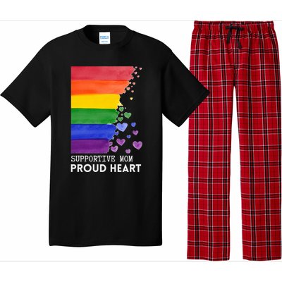 Supportive Mom Proud Heart Mom Pride Lgbt Cute Gift Pajama Set