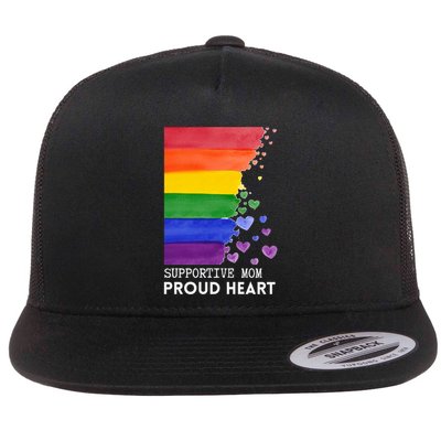 Supportive Mom Proud Heart Mom Pride Lgbt Cute Gift Flatbill Hat