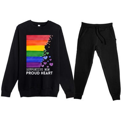 Supportive Mom Proud Heart Mom Pride Lgbt Cute Gift Premium Crewneck Sweatsuit Set