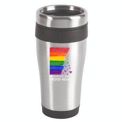 Supportive Mom Proud Heart Mom Pride Lgbt Cute Gift 16oz Travel Tumbler