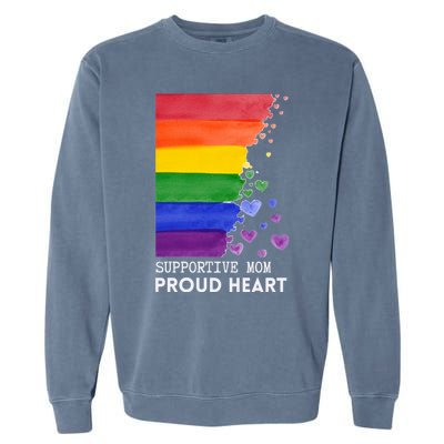 Supportive Mom Proud Heart Mom Pride Lgbt Cute Gift Garment-Dyed Sweatshirt