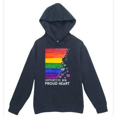 Supportive Mom Proud Heart Mom Pride Lgbt Cute Gift Urban Pullover Hoodie