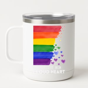 Supportive Mom Proud Heart Mom Pride Lgbt Cute Gift 12 oz Stainless Steel Tumbler Cup