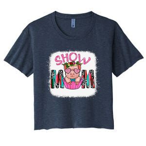 Show Mom Pig Print Leopard For MotherS Day Pig Lovers Women's Crop Top Tee