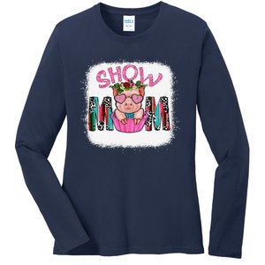 Show Mom Pig Print Leopard For MotherS Day Pig Lovers Ladies Long Sleeve Shirt