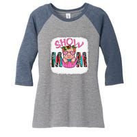 Show Mom Pig Print Leopard For MotherS Day Pig Lovers Women's Tri-Blend 3/4-Sleeve Raglan Shirt