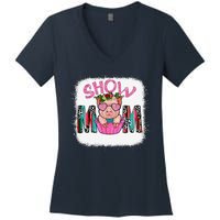 Show Mom Pig Print Leopard For MotherS Day Pig Lovers Women's V-Neck T-Shirt