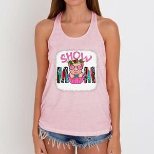 Show Mom Pig Print Leopard For MotherS Day Pig Lovers Women's Knotted Racerback Tank