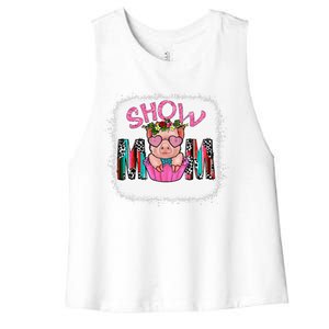 Show Mom Pig Print Leopard For MotherS Day Pig Lovers Women's Racerback Cropped Tank