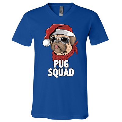 Squad Merry Pugmas Santa Hat Dog Xmas Gift V-Neck T-Shirt