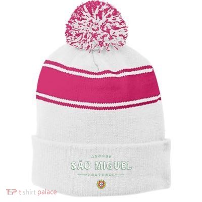 SãO Miguel Portugal Sao Miguel Azores Stripe Pom Pom Beanie