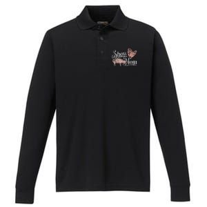 Show Mom Pig Performance Long Sleeve Polo