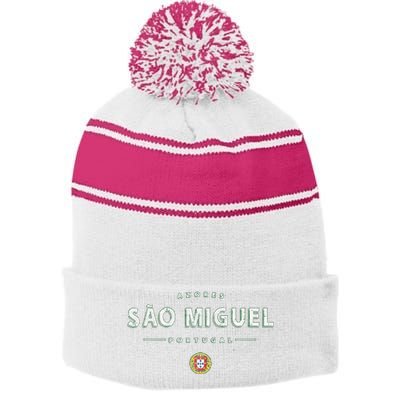 SãO Miguel Portugal Sao Miguel Azores Stripe Pom Pom Beanie