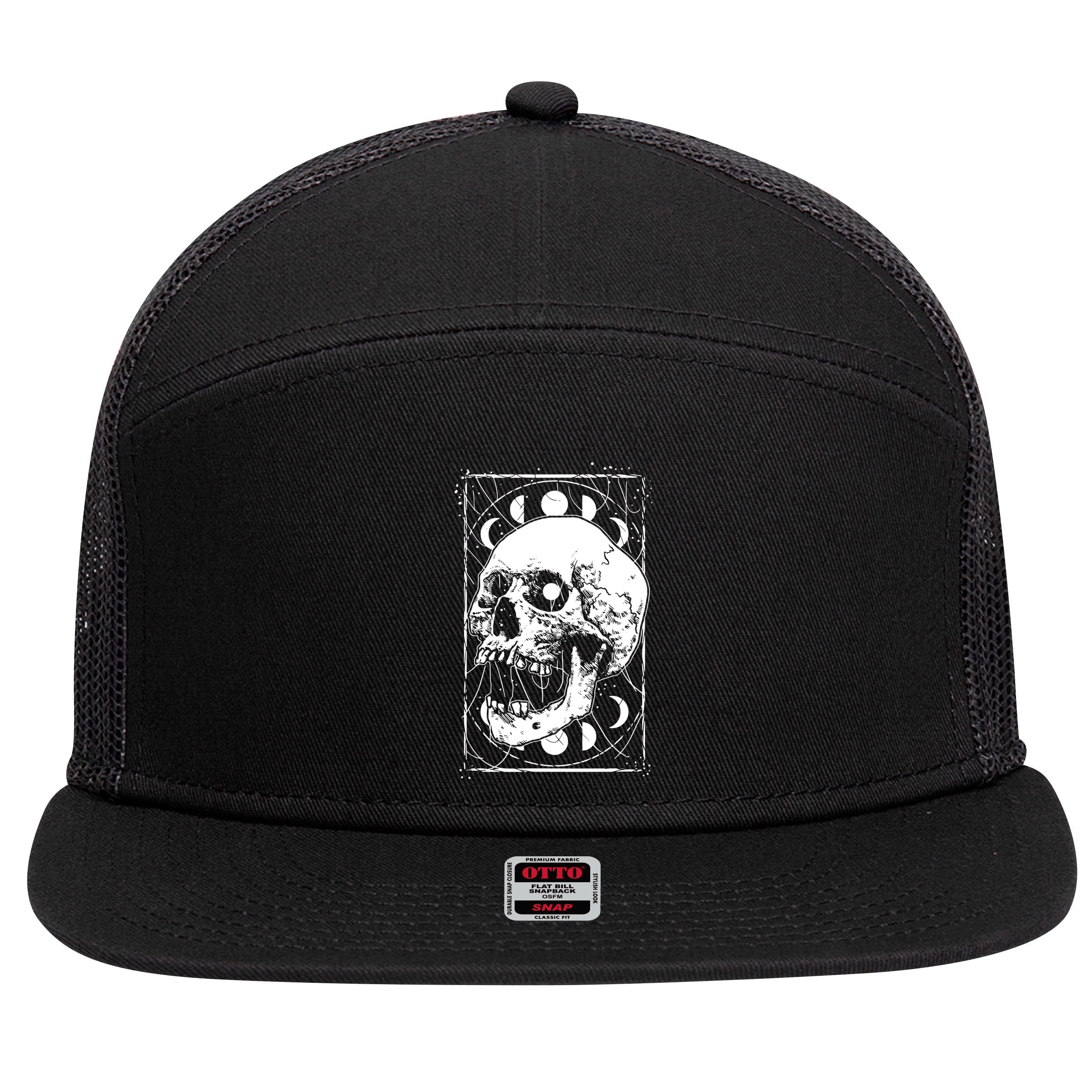 Skull Moon Phases Pastel Goth Gothic Occult Wicca 7 Panel Mesh Trucker Snapback Hat