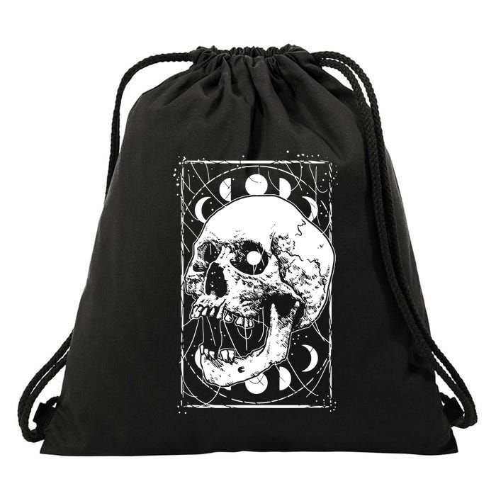Skull Moon Phases Pastel Goth Gothic Occult Wicca Drawstring Bag
