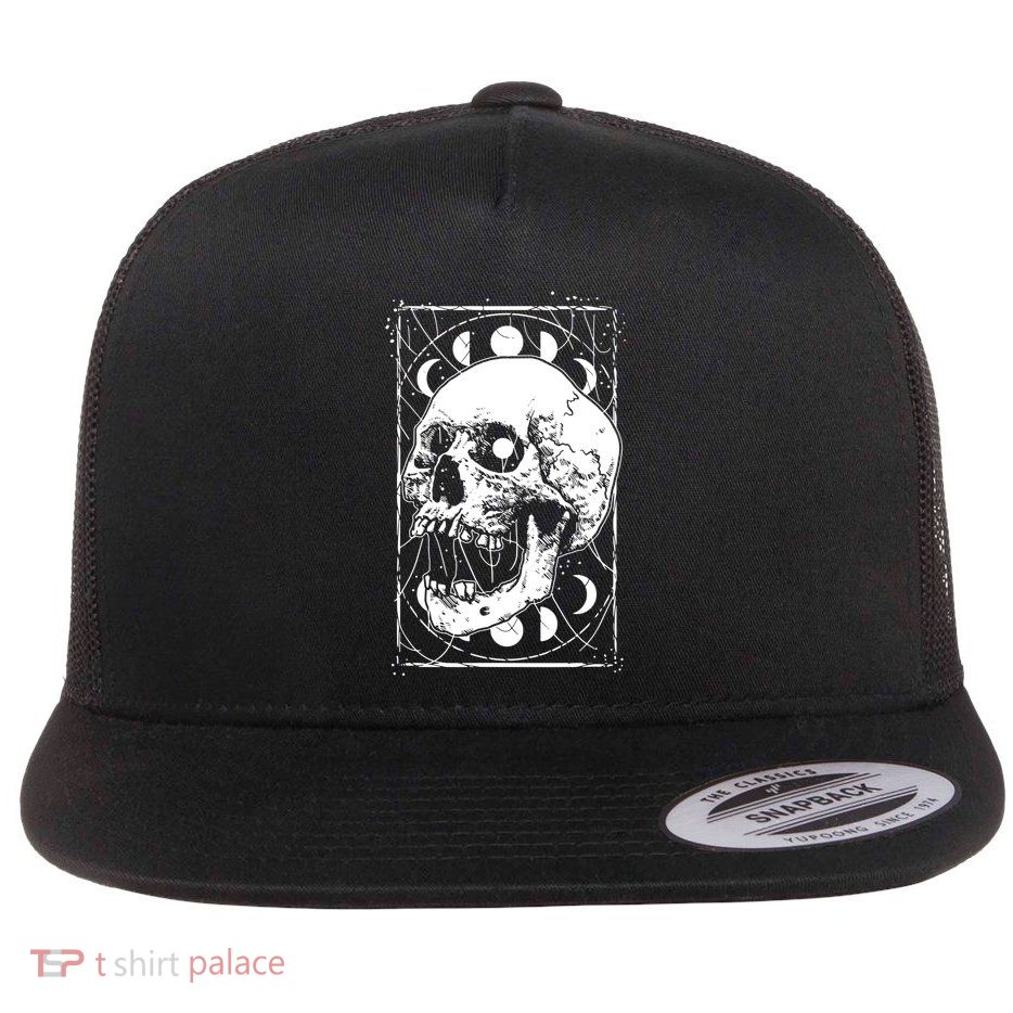 Skull Moon Phases Pastel Goth Gothic Occult Wicca Flat Bill Trucker Hat