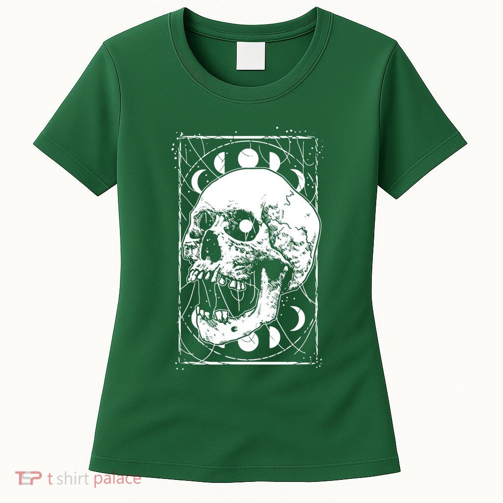 Skull Moon Phases Pastel Goth Gothic Occult Wicca Womens T-Shirt