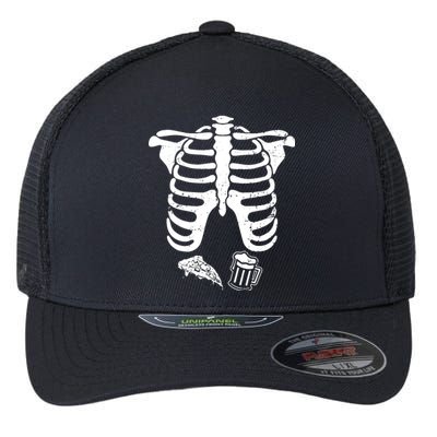 Skeleton Maternity Pizza & Beer Black Flexfit Unipanel Trucker Cap