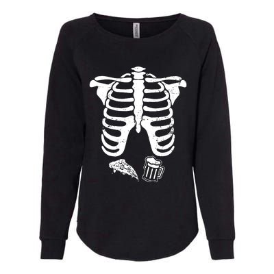 Skeleton Maternity Pizza & Beer Black Womens California Wash Sweatshirt