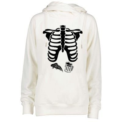 Skeleton Maternity Pizza & Beer Black Womens Funnel Neck Pullover Hood