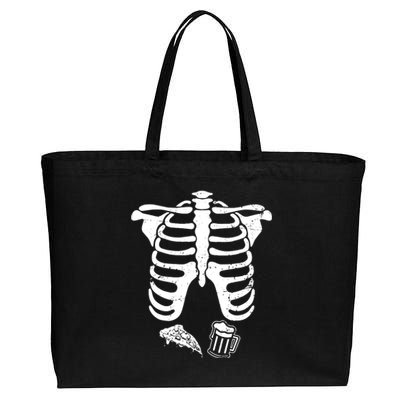 Skeleton Maternity Pizza & Beer Black Cotton Canvas Jumbo Tote