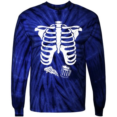 Skeleton Maternity Pizza & Beer Black Tie-Dye Long Sleeve Shirt