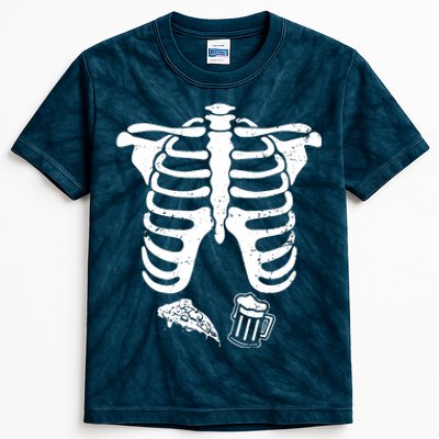 Skeleton Maternity Pizza & Beer Black Kids Tie-Dye T-Shirt