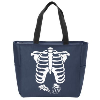 Skeleton Maternity Pizza & Beer Black Zip Tote Bag