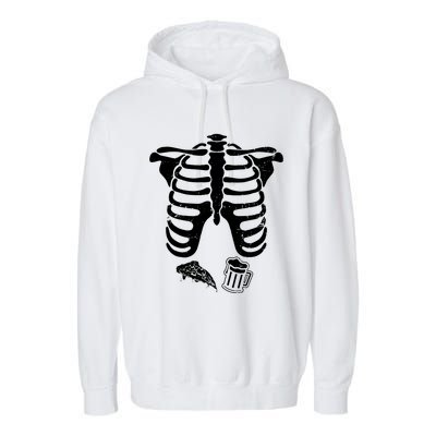 Skeleton Maternity Pizza & Beer Black Garment-Dyed Fleece Hoodie