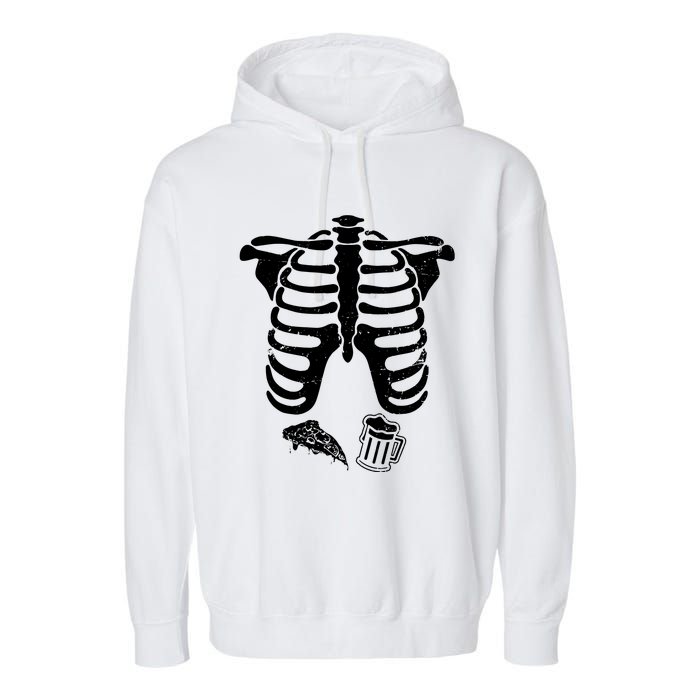 Skeleton Maternity Pizza & Beer Black Garment-Dyed Fleece Hoodie