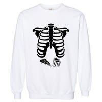 Skeleton Maternity Pizza & Beer Black Garment-Dyed Sweatshirt