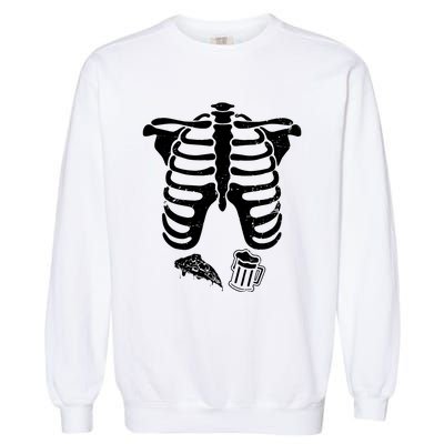 Skeleton Maternity Pizza & Beer Black Garment-Dyed Sweatshirt