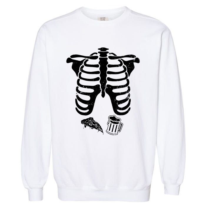 Skeleton Maternity Pizza & Beer Black Garment-Dyed Sweatshirt