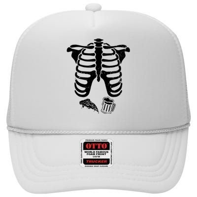 Skeleton Maternity Pizza & Beer Black High Crown Mesh Back Trucker Hat