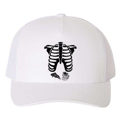 Skeleton Maternity Pizza & Beer Black Yupoong Adult 5-Panel Trucker Hat