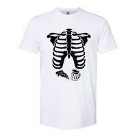 Skeleton Maternity Pizza & Beer Black Softstyle CVC T-Shirt