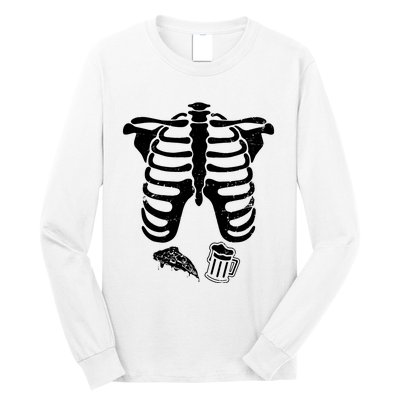 Skeleton Maternity Pizza & Beer Black Long Sleeve Shirt