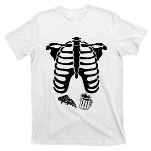 Skeleton Maternity Pizza & Beer Black T-Shirt