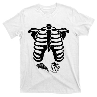 Skeleton Maternity Pizza & Beer Black T-Shirt