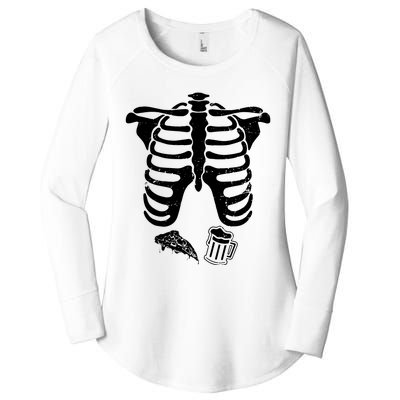 Skeleton Maternity Pizza & Beer Black Women's Perfect Tri Tunic Long Sleeve Shirt